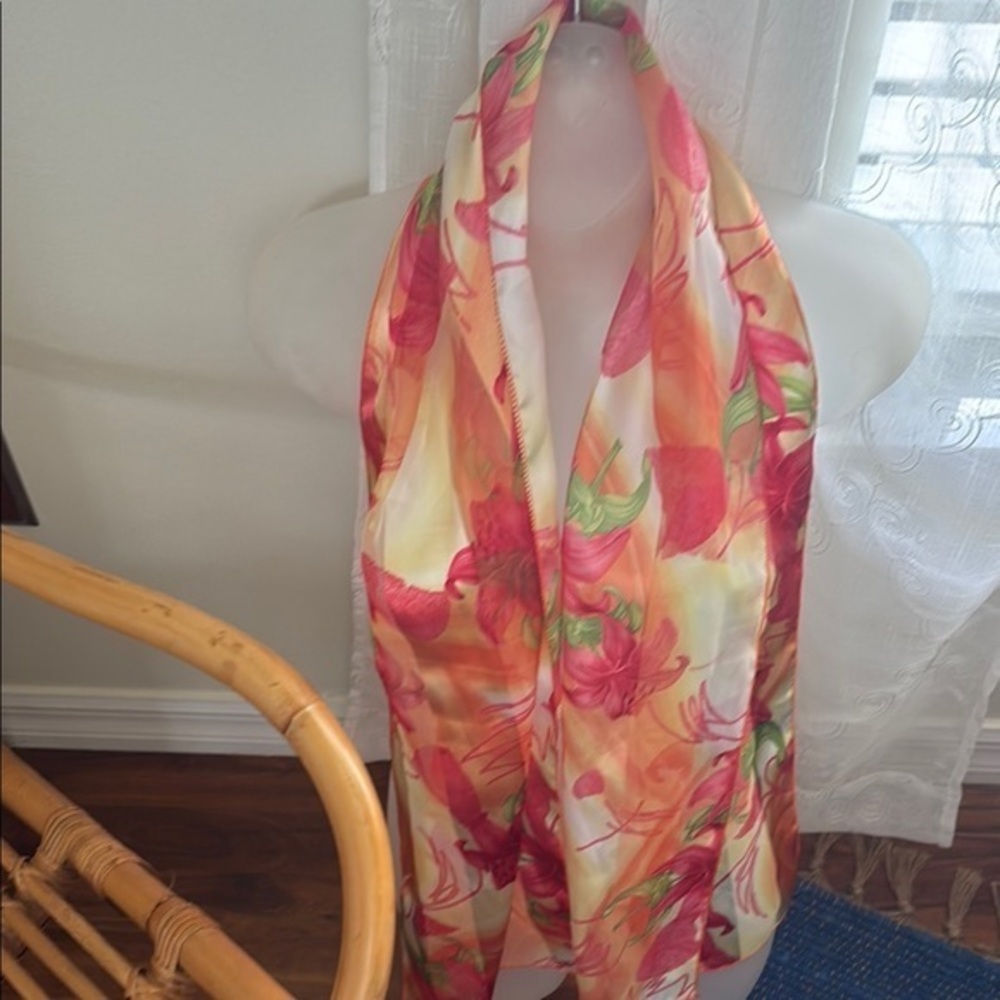 Floral Silk or polyester? Scarf